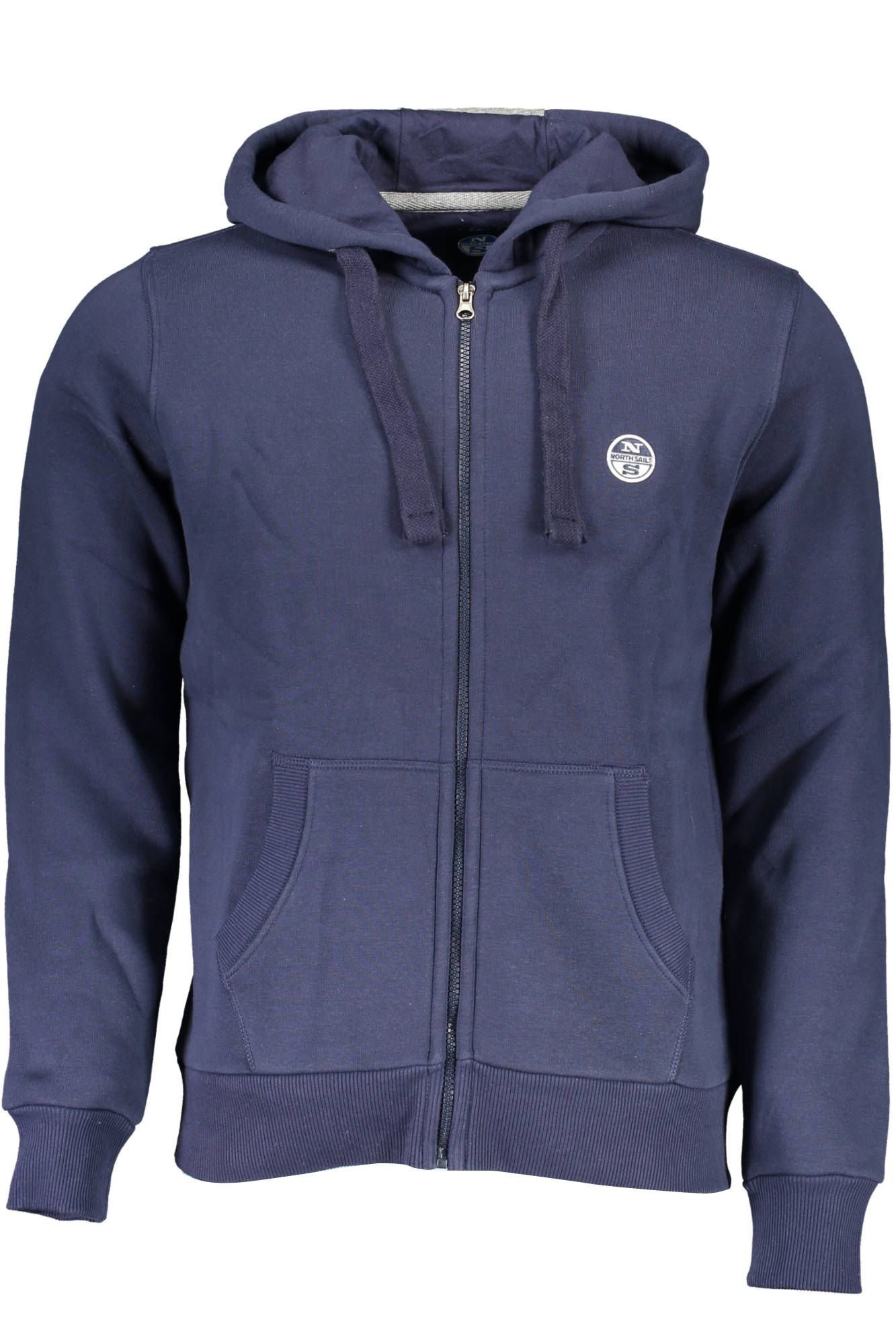 Blue Hooded Zip Sweatshirt with Logo Detail