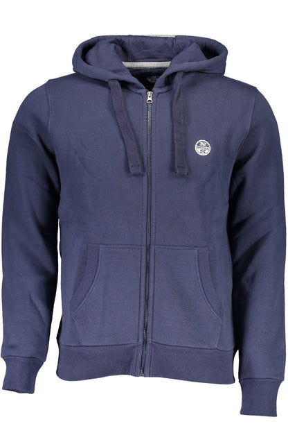 Blue Hooded Zip Sweatshirt with Logo Detail