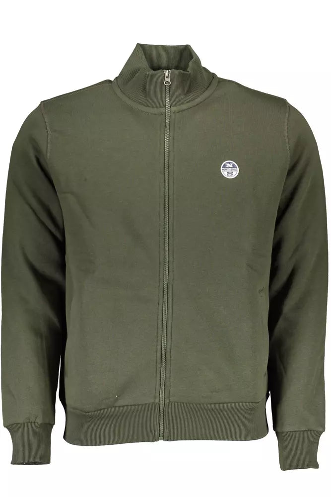 Green Zippered Long-Sleeved Sweatshirt