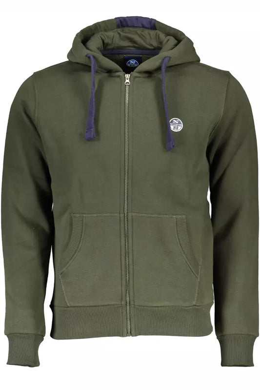 Chic Green Hooded Zip Sweatshirt with Logo