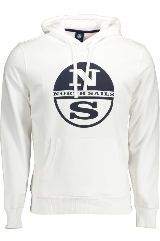 Chic White Cotton Hooded Sweatshirt with Logo Print