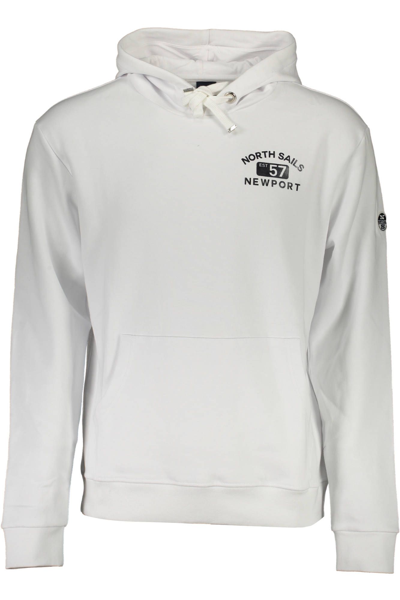 Classic White Hooded Sweatshirt with Central Pocket