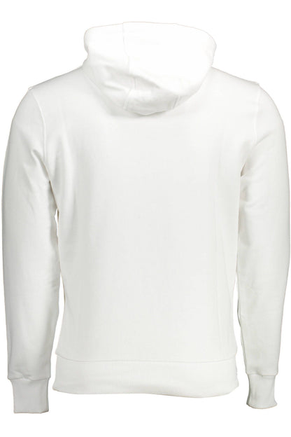 Chic White Cotton Hooded Sweatshirt with Logo Print