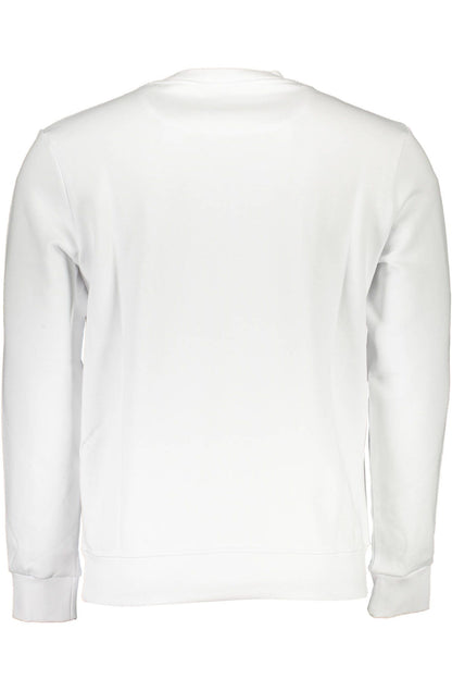 Sleek White Cotton Crewneck Sweater