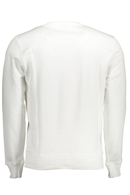 Elegant White Cotton Sweatshirt with Unique Print