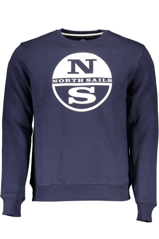 Oceanic Blue Cotton Sweatshirt with Logo Print