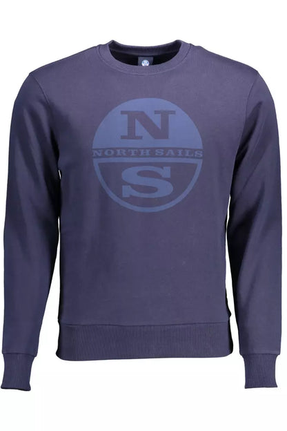 Ocean-Blue Cotton Sweater with Logo Print