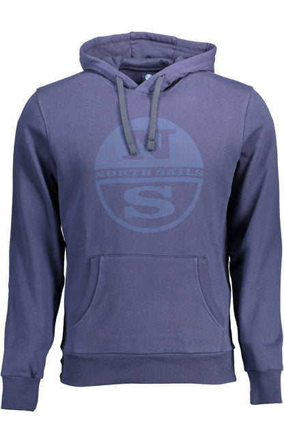 Chic Blue Hooded Cotton Sweatshirt