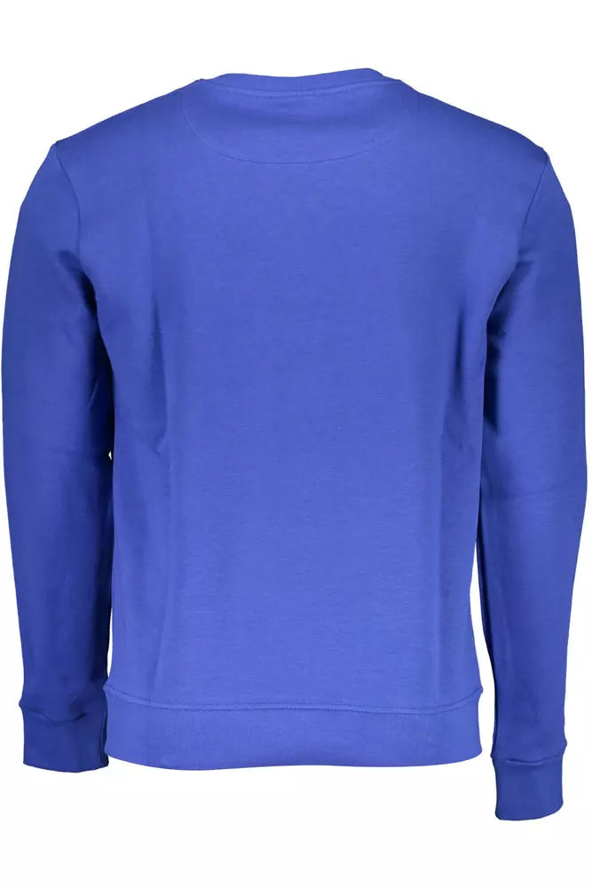 Chic Blue Round Neck Sweater with Logo Print