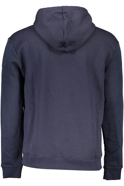 Blue Cotton Hooded Sweatshirt with Print