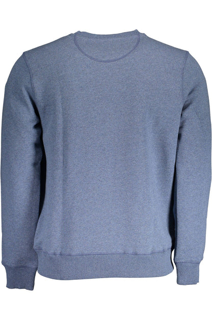 Blue Cotton Round Neck Sweatshirt with Logo