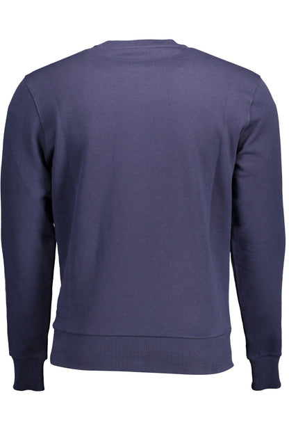 Blue Cotton Long-Sleeve Round Neck Sweater