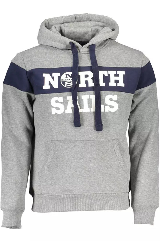 Chic Gray Hooded Sweatshirt with Contrasting Details