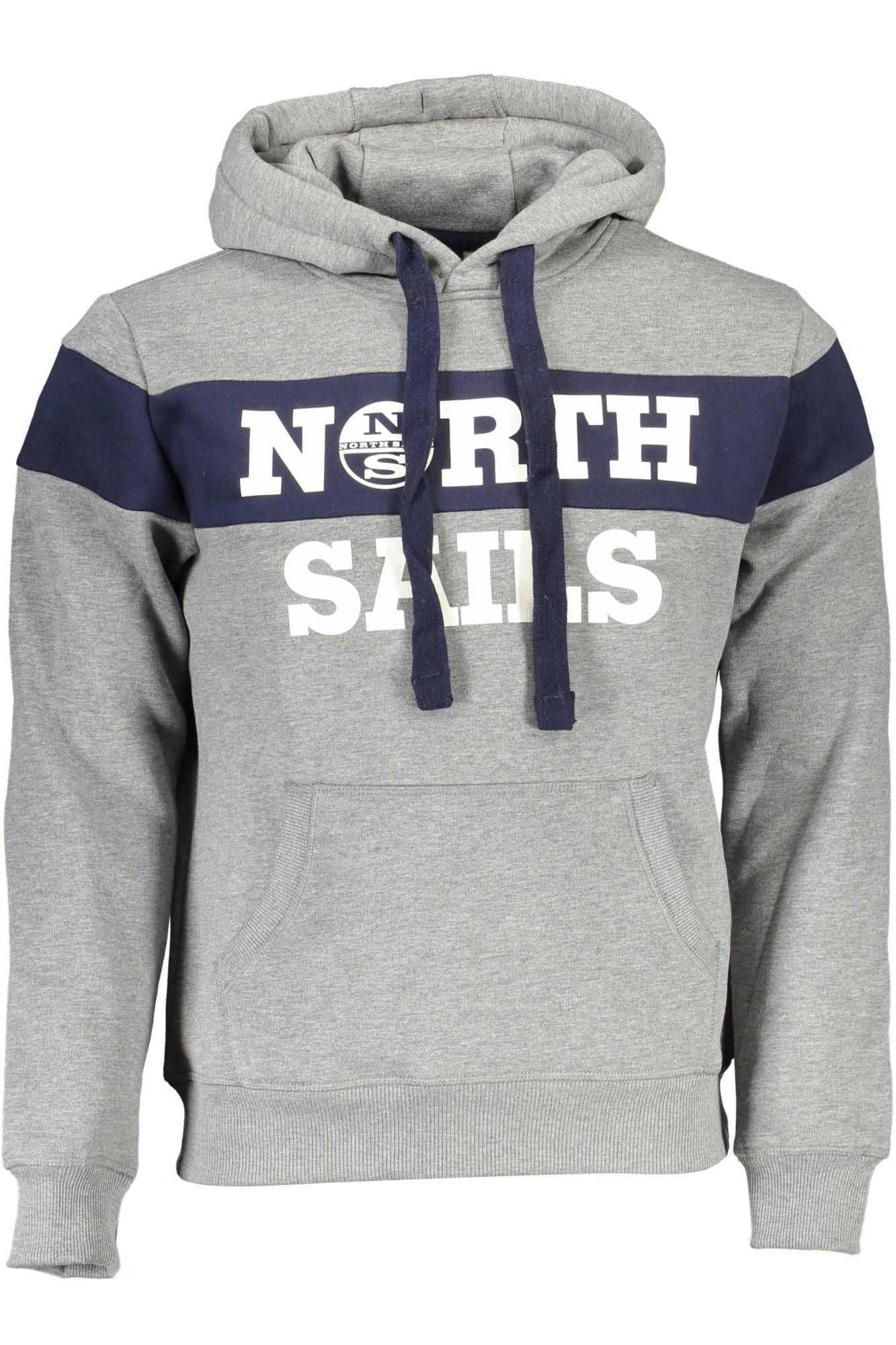 Gray Hooded Cotton Sweatshirt with Logo Print