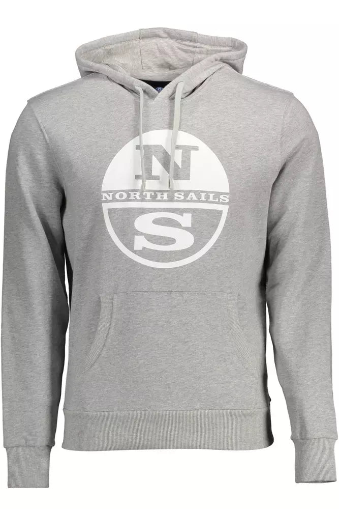 Chic Gray Hooded Cotton Sweatshirt