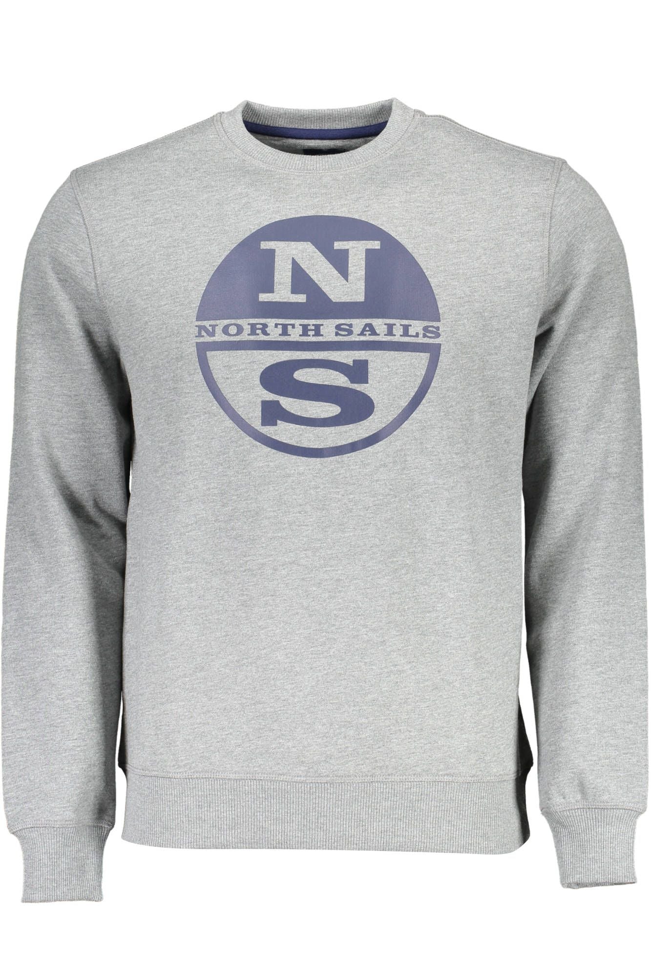 Chic Gray Round Neck Cotton Sweatshirt