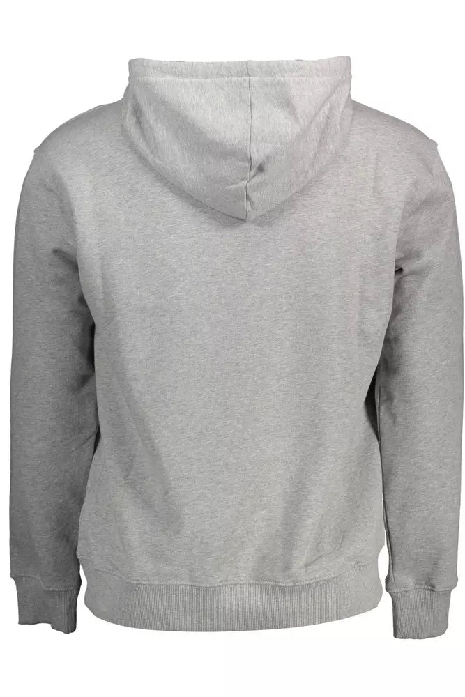 Chic Gray Long-Sleeved Hooded Sweatshirt