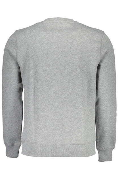 Chic Gray Round Neck Cotton Sweatshirt