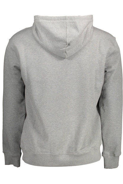 Sleek Gray Hooded Sweatshirt with Logo Print