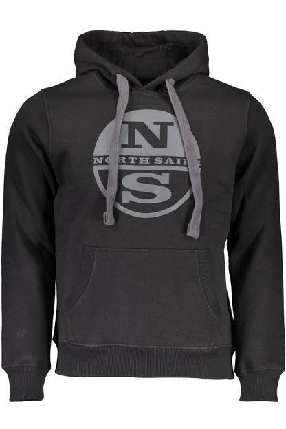 Sleek Hooded Black Cotton Sweatshirt