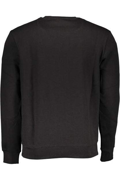 Sleek Black Cotton Sweatshirt with Logo Print