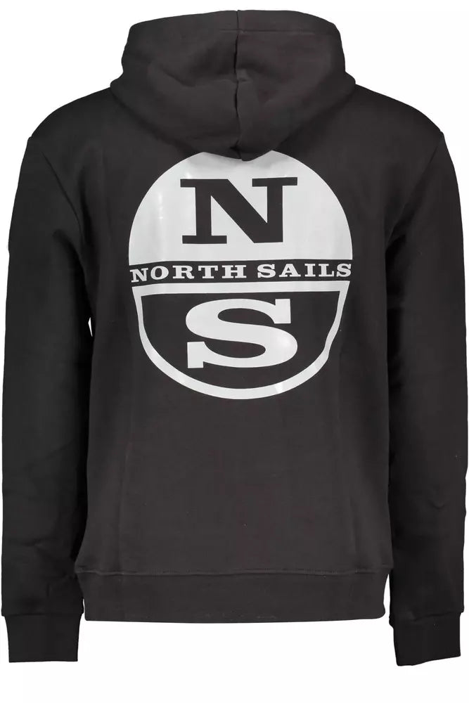 Sleek Black Hooded Cotton-Blend Sweatshirt