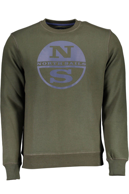 Green Cotton Long-Sleeve Crewneck Sweatshirt