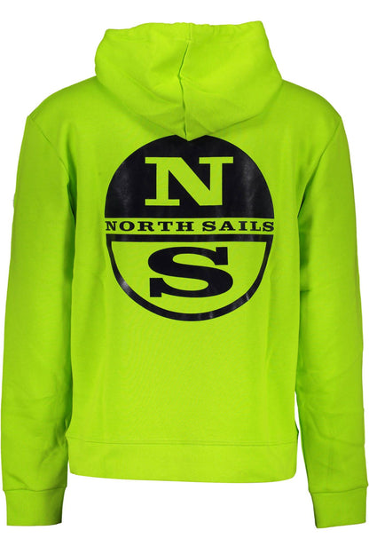 Green Cotton Hooded Sweatshirt with Logo Print