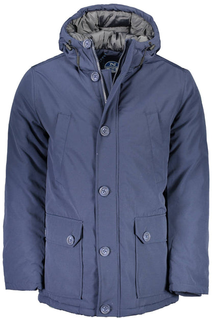 Sleek Nautical Hooded Jacket in Blue