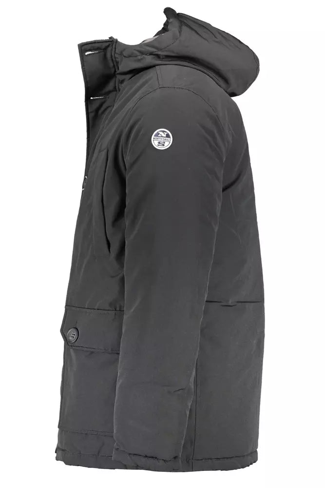 Sleek Long-Sleeved Padded Parka with Hood