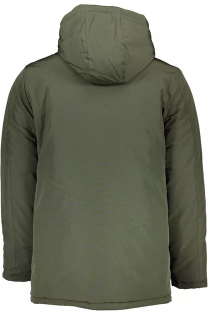 Green Padded Parka with Hood and Pockets