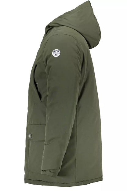 Green Padded Parka with Hood and Pockets