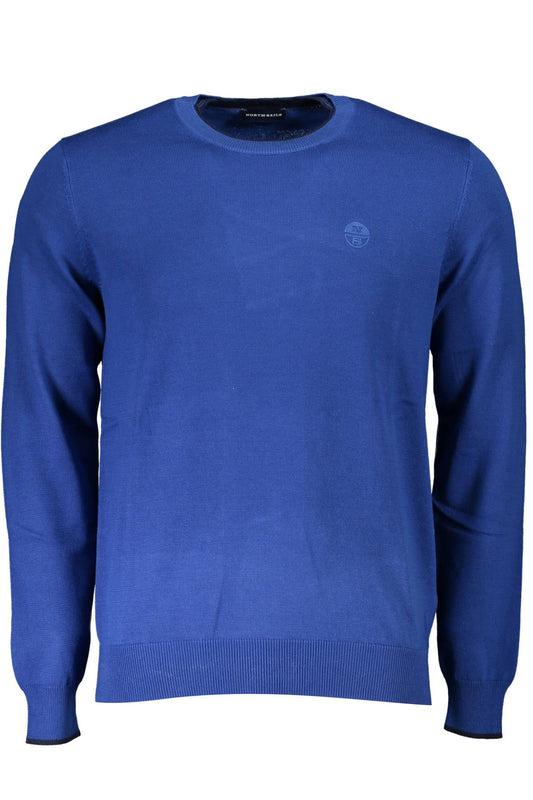 Blue Organic Cotton Sweater with Contrasting Details