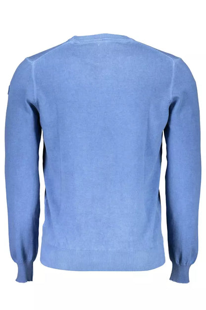 Elegant Blue Round Neck Shirt with Logo Detail