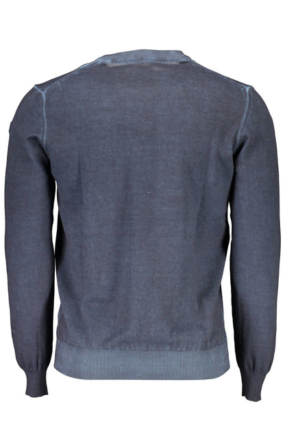 Elegant Blue Long-Sleeved Crew Neck Sweater