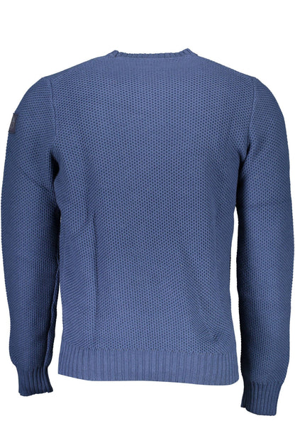 Chic Blue Round Neck Recycled Fiber Sweater