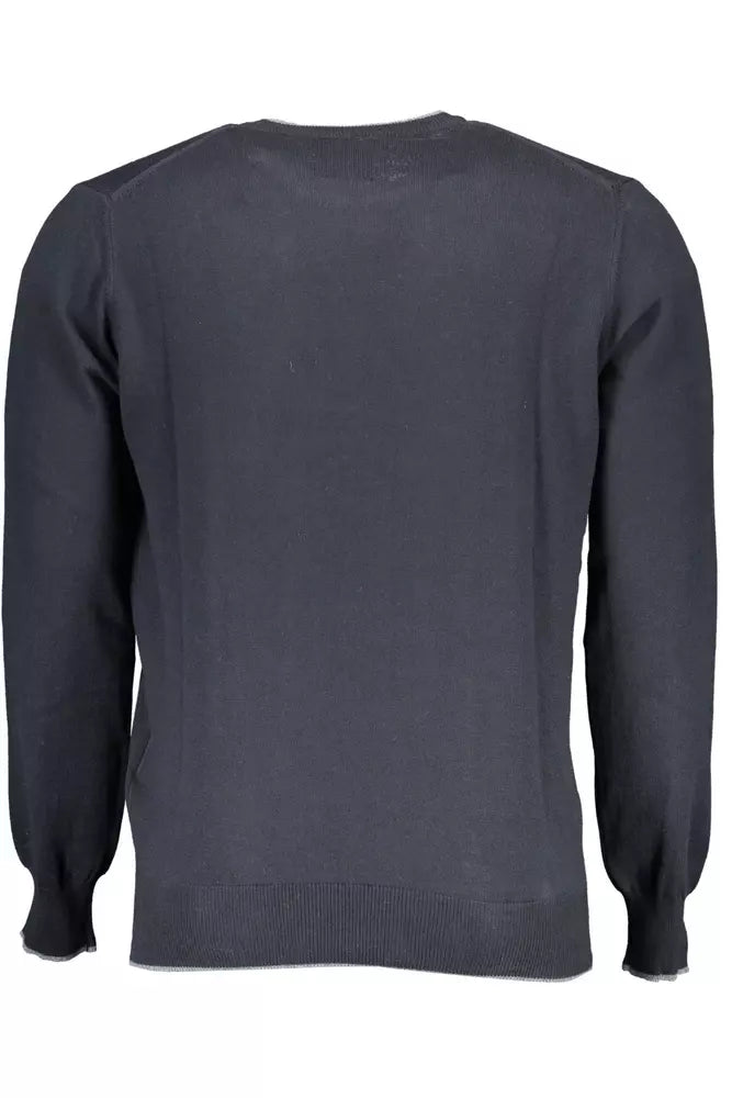 Crew-Neck Cotton Cashmere Shirt with Contrast Details