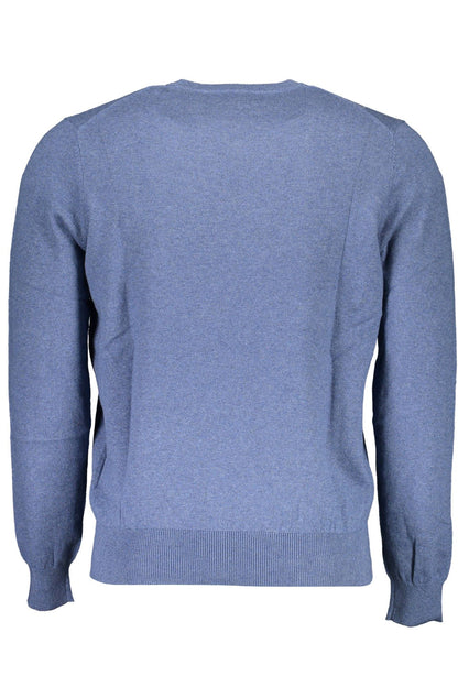 Blue Round Neck Embroidered Sweater