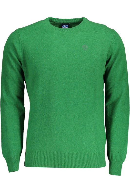 Elegant Green Wool Crewneck Sweater