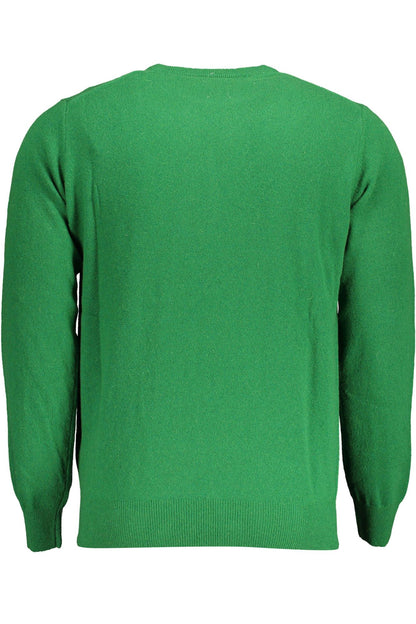 Elegant Green Wool Crewneck Sweater