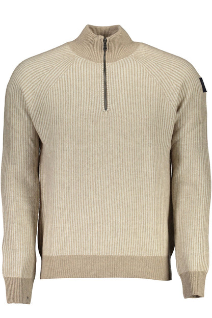 Beige Wool Blend Half-Zip Sweater