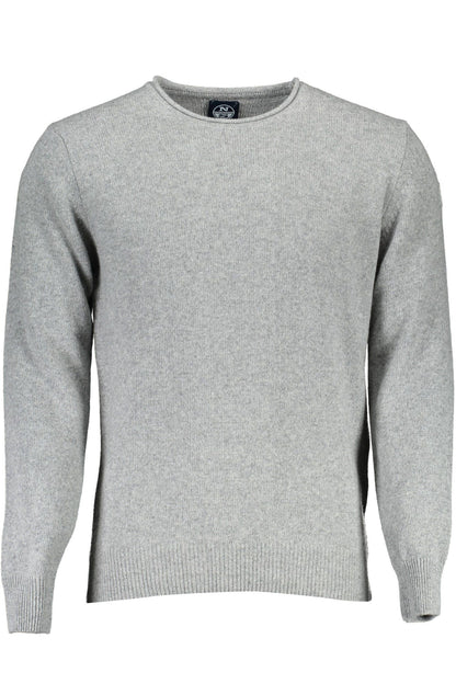 Elegant Gray Wool Sweater with Classic Logo