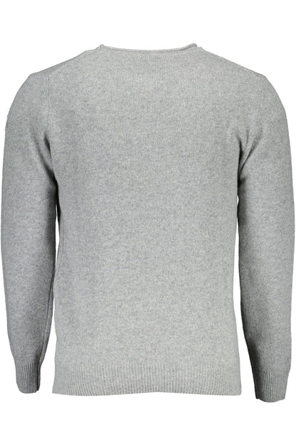 Elegant Gray Wool Sweater with Classic Logo