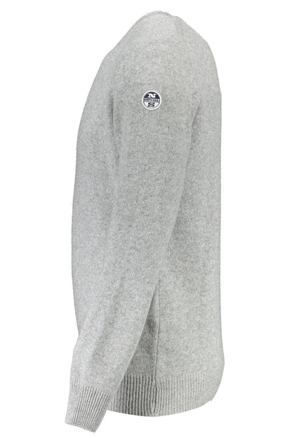 Elegant Gray Wool Sweater with Classic Logo