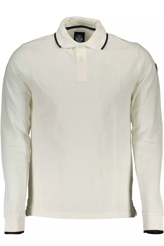 Elegant White Cotton Polo with Contrast Detail