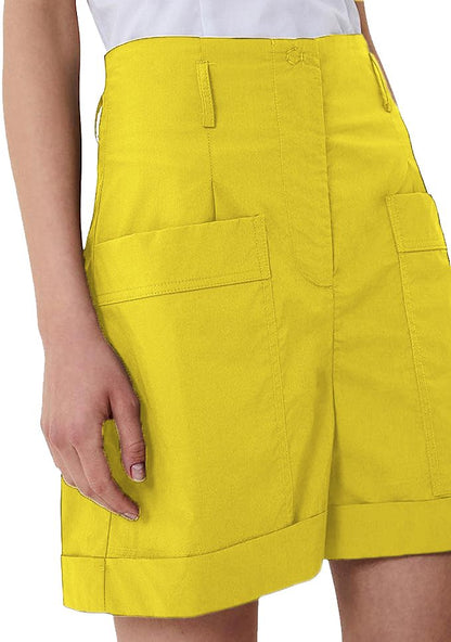 Chic Summer Cotton Bermuda Shorts - Sunny Yellow