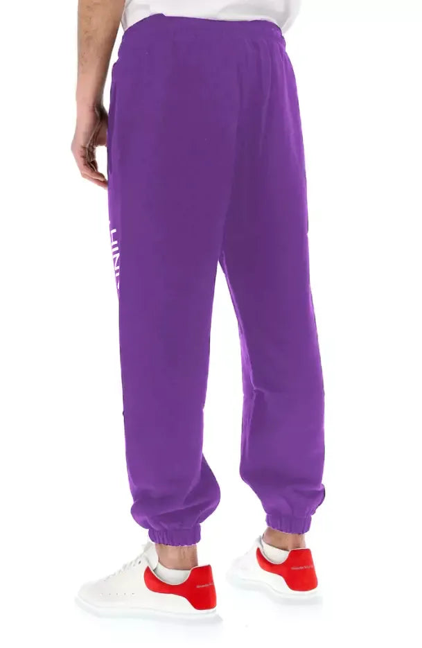 Elegant Purple Drawstring Cotton Trousers