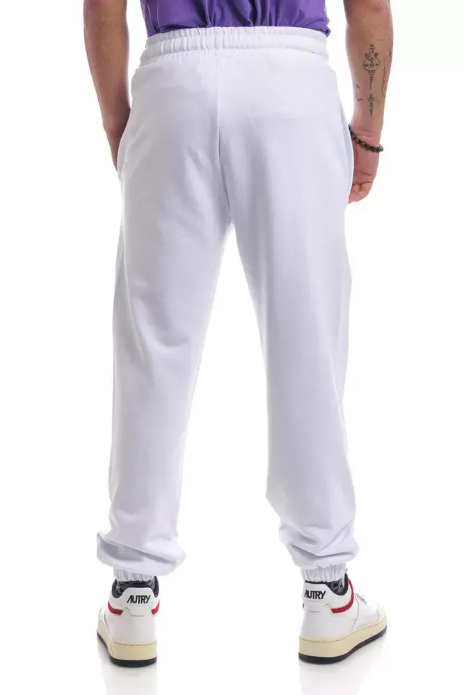 Elegant White Stretch Cotton Trousers with Drawstring