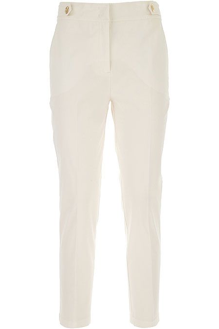 Chic White Cigarette Pants with Side Pockets