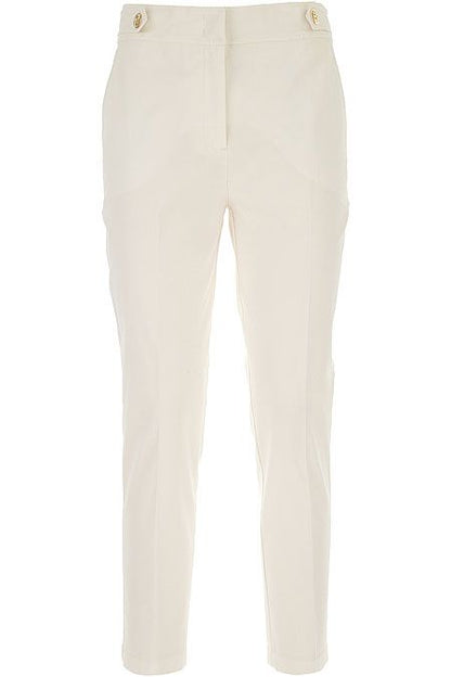 Chic White Cigarette Pants with Side Pockets